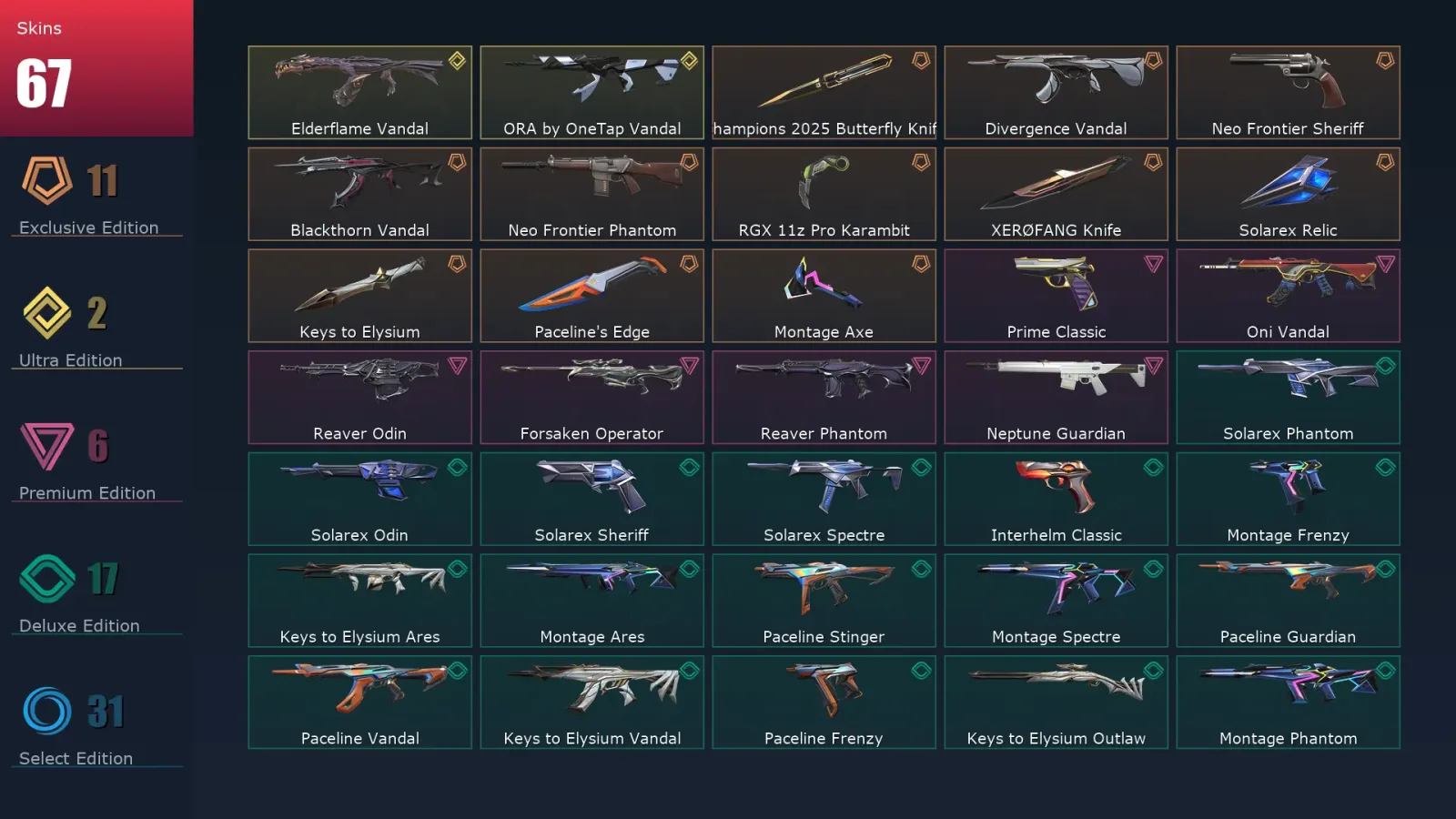 [Valorant] | EU | Level 92 | Bronze 1 | 27 Agents | 67 Skins