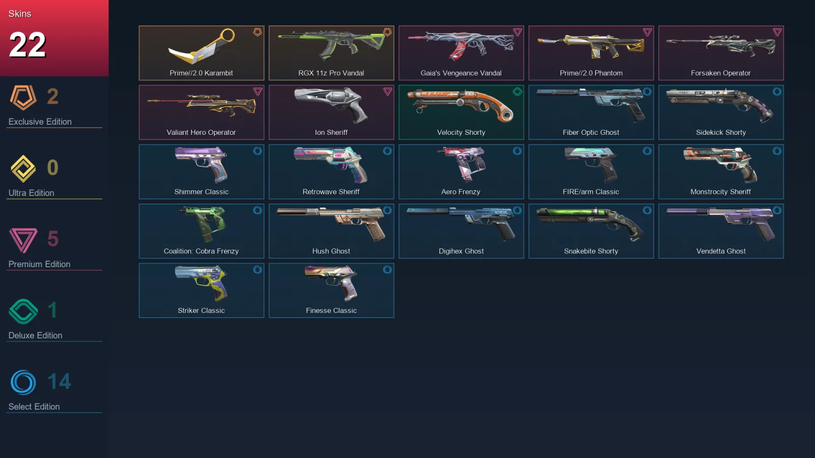 EU | Lv198 | Unranked | 22 Skin | 28 Agent | 87 Buddy — Valorant account