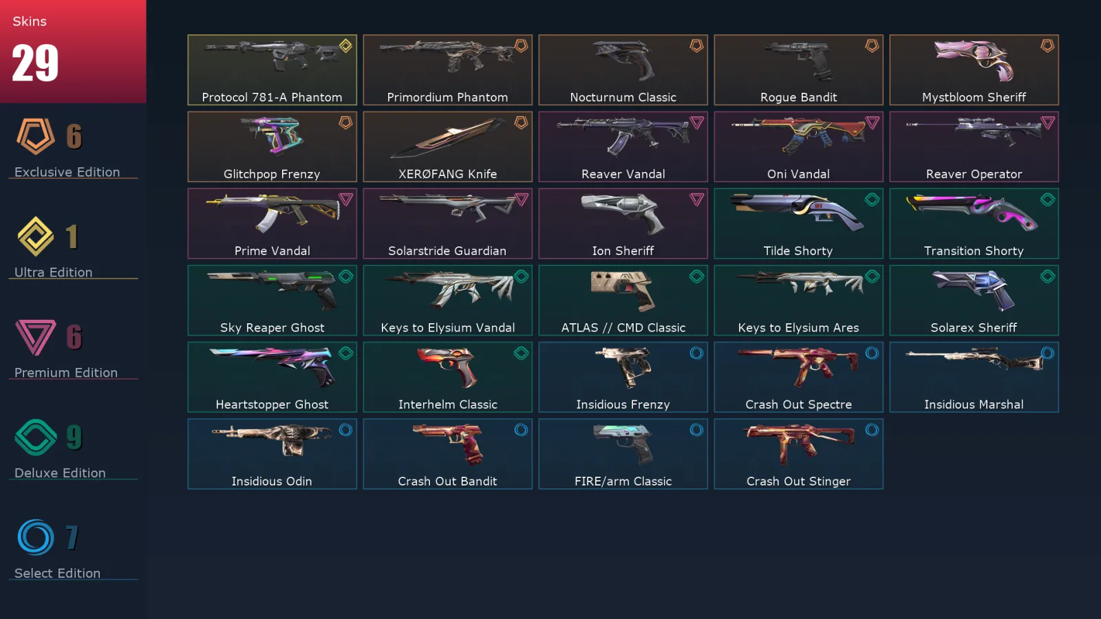 [Valorant] | EU | Level 1 | Radiant | 29 Agents | 29 Skins