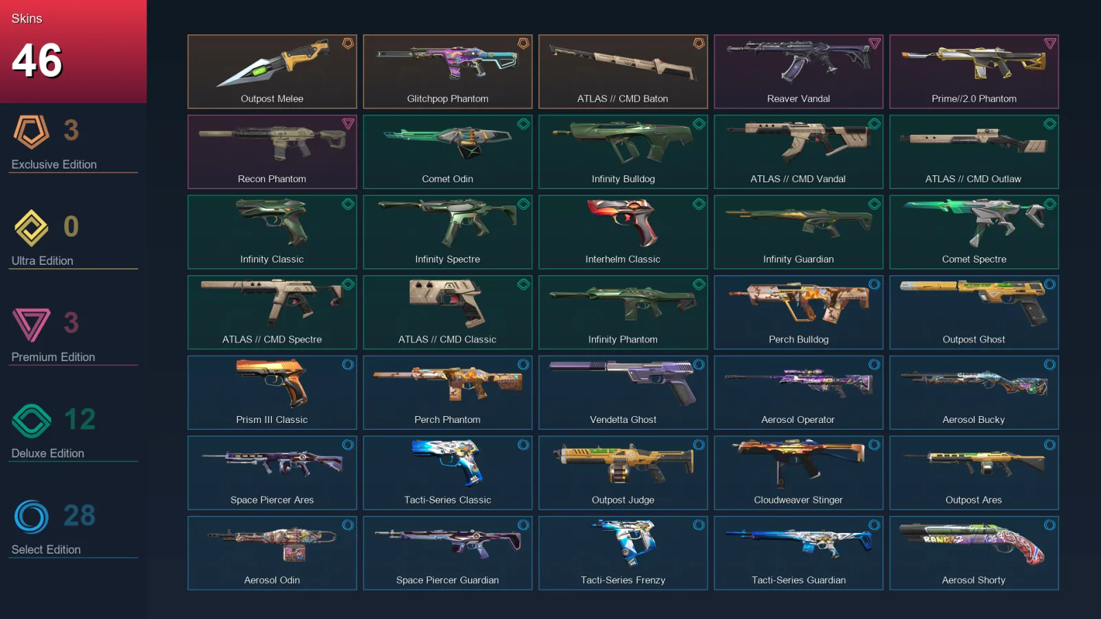 AP | Lv143 | Unranked | 46 Skin | 28 Agent | 84 Buddy — Valorant account