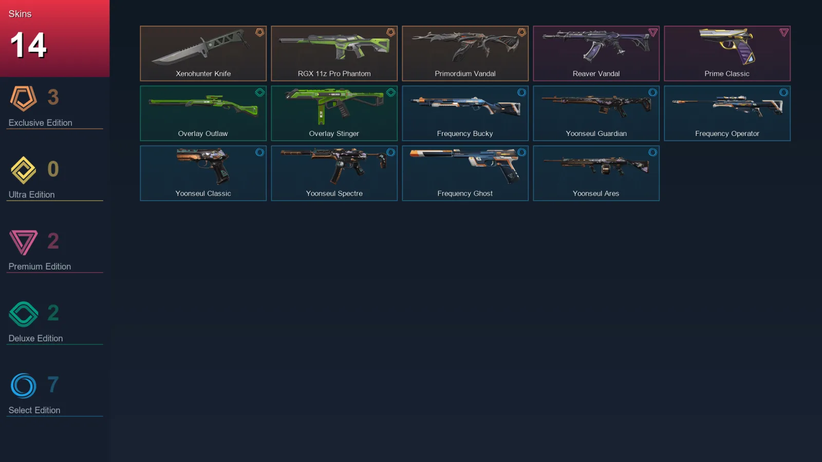 NA | Lv28 | Unranked | 14 Skin | 10 Agent | 11 Buddy