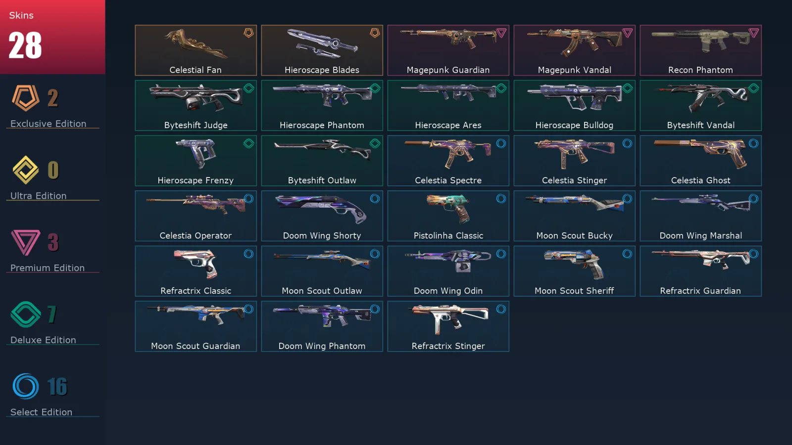 [Valorant] | EU | Level 67 | 16 Agents | 28 Skins