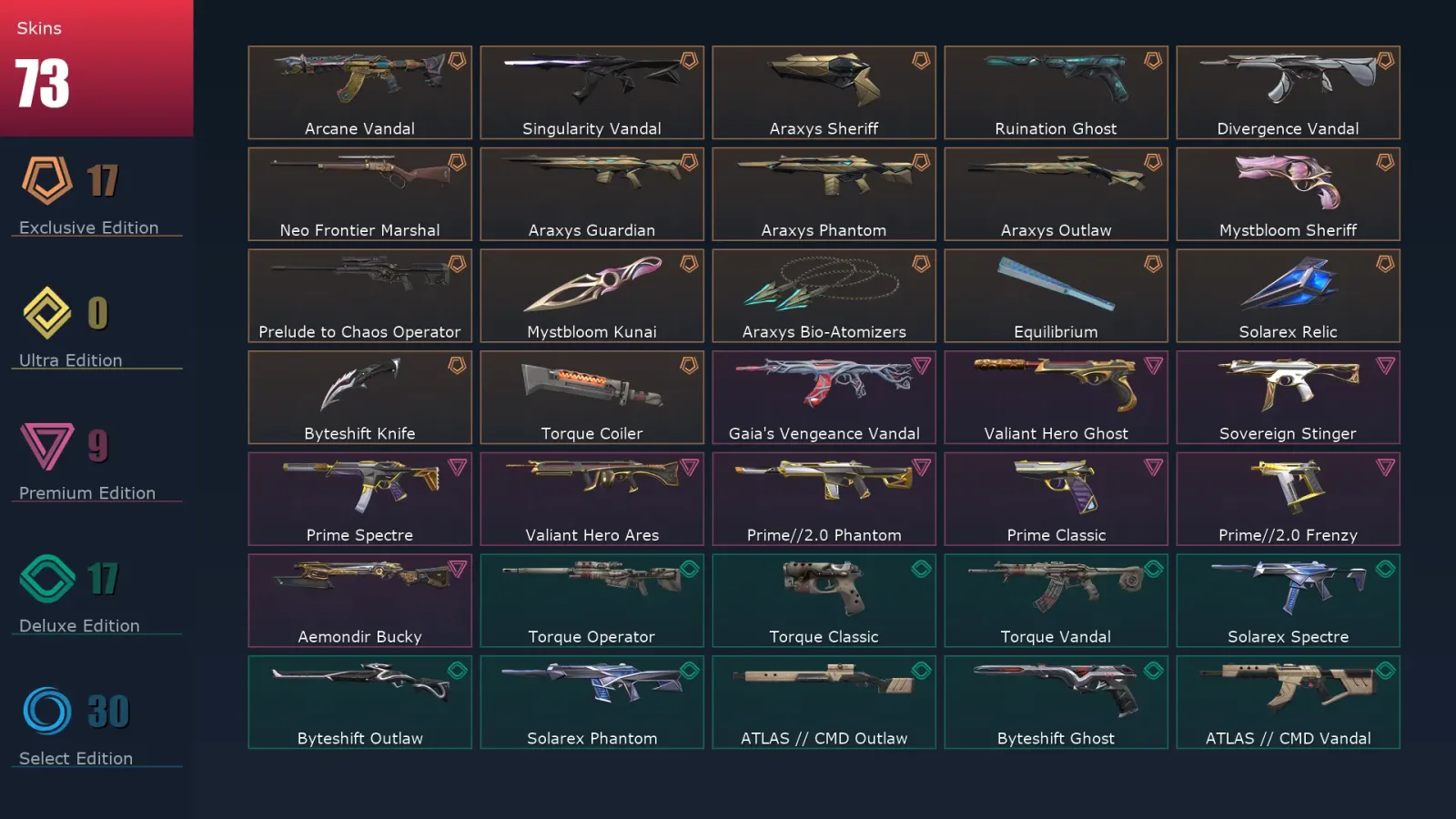 [Valorant] | EU | Level 134 | Diamond 1 | 29 Agents | 73 Skins — Valorant account