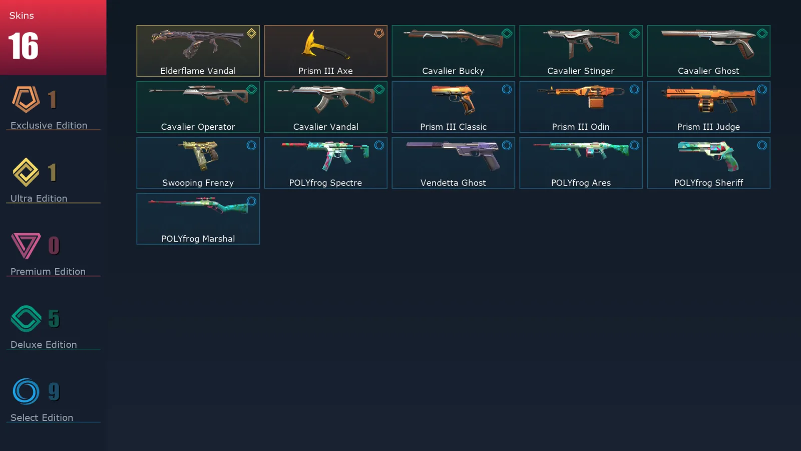 [Valorant] | EU | Level 66 | Platinum 3 | 17 Agents | 16 Skins
