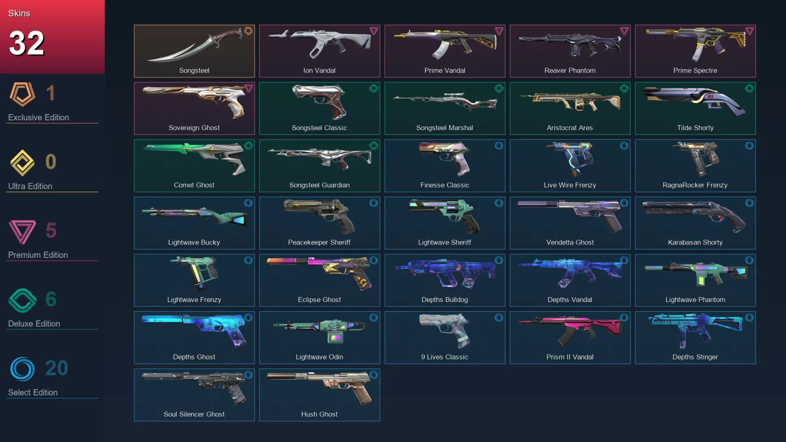 EU | Lv174 | Unranked | 32 Skin | 26 Agent | 85 Buddy — Valorant account