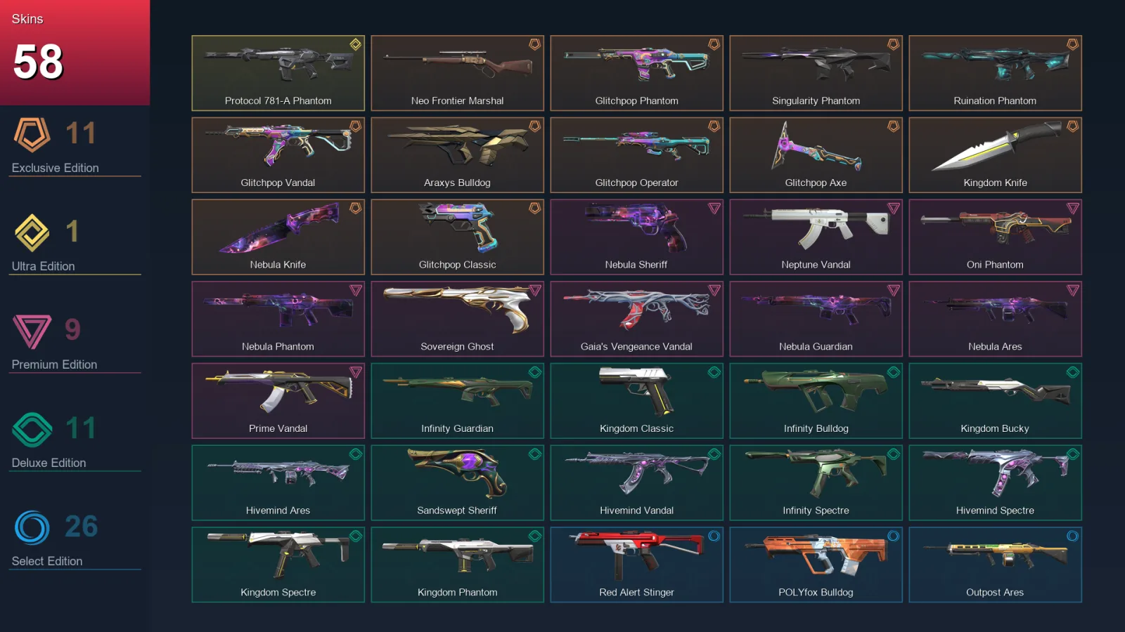 AP | Lv160 | Unranked | 58 Skin | 26 Agent | 93 Buddy — Valorant account