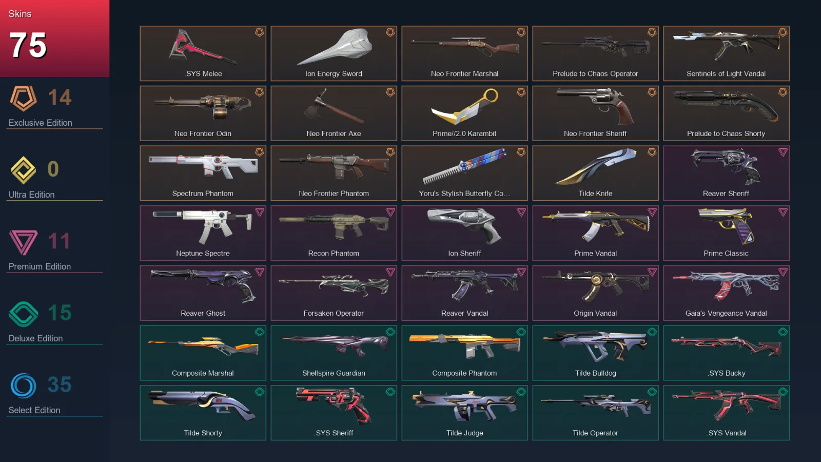AP | Lv154 | Unranked | 75 Skin | 24 Agent | 78 Buddy