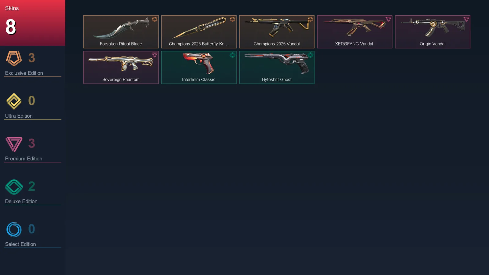 AP | Lv95 | Unranked | 8 Skin | 29 Agent | 42 Buddy