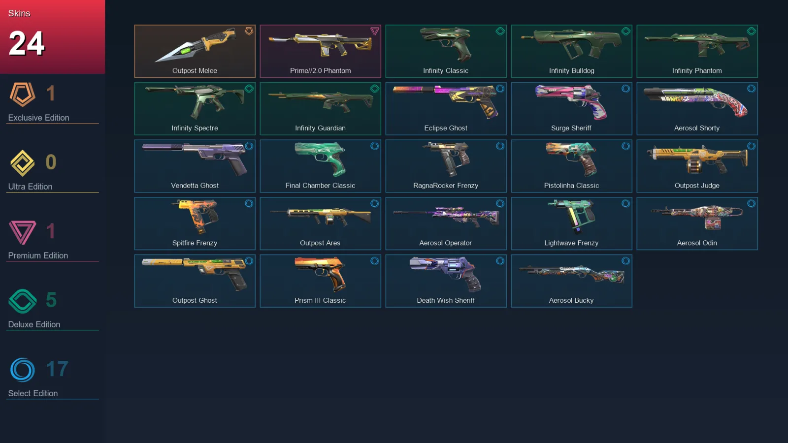 EU | Lv188 | Unranked | 24 Skin | 21 Agent | 61 Buddy — Valorant account