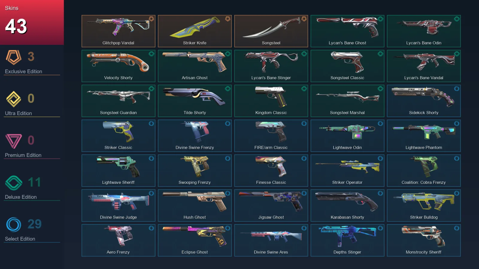 EU | Lv227 | Unranked | 43 Skin | 21 Agent | 90 Buddy