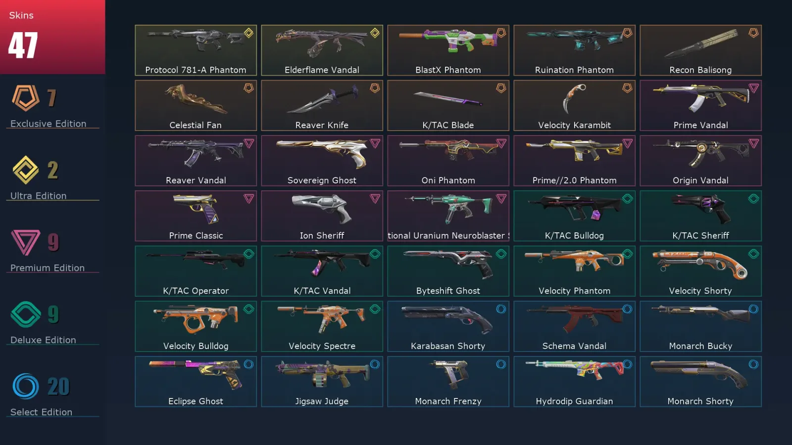 [Valorant] | EU | Level 169 | 27 Agents | 47 Skins — Valorant account