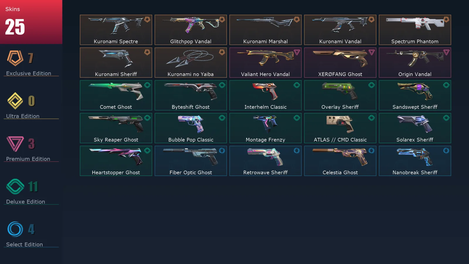 [Valorant] | EU | Level 230 | Diamond 1 | 29 Agents | 25 Skins
