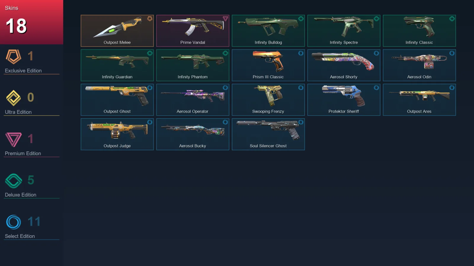 AP | Lv118 | Unranked | 18 Skin | 24 Agent | 46 Buddy