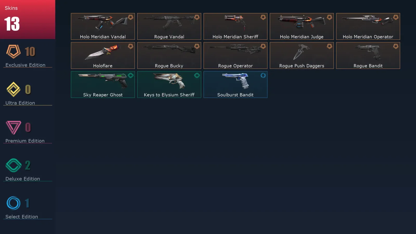 [Valorant] | EU | Level 1 | Immortal 1 | 25 Agents | 13 Skins