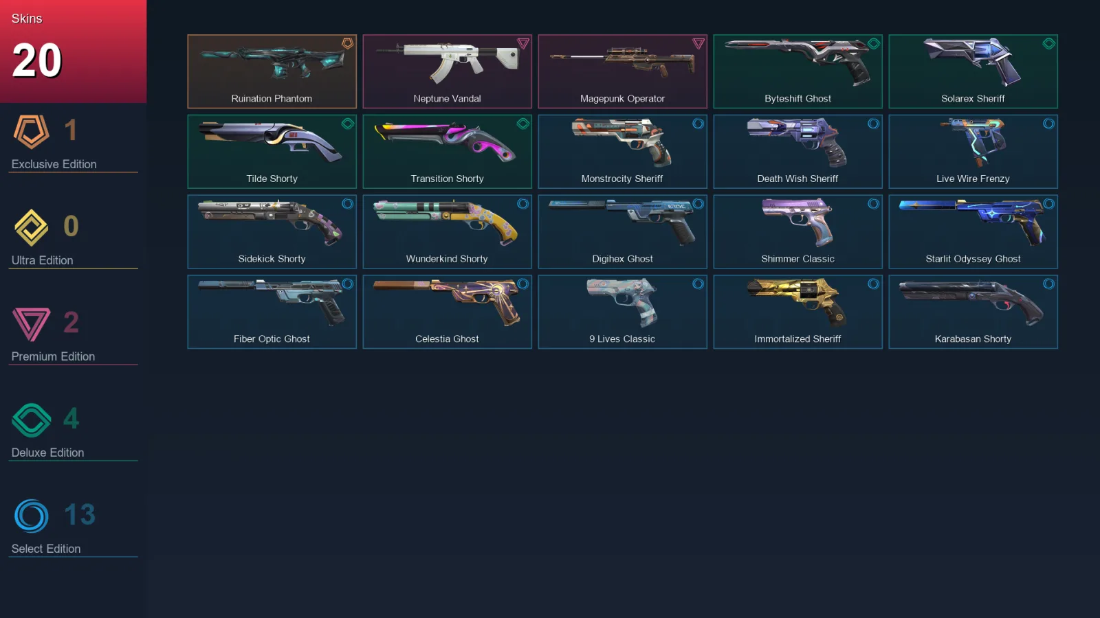 AP | Lv307 | Unranked | 20 Skin | 29 Agent | 104 Buddy — Valorant account