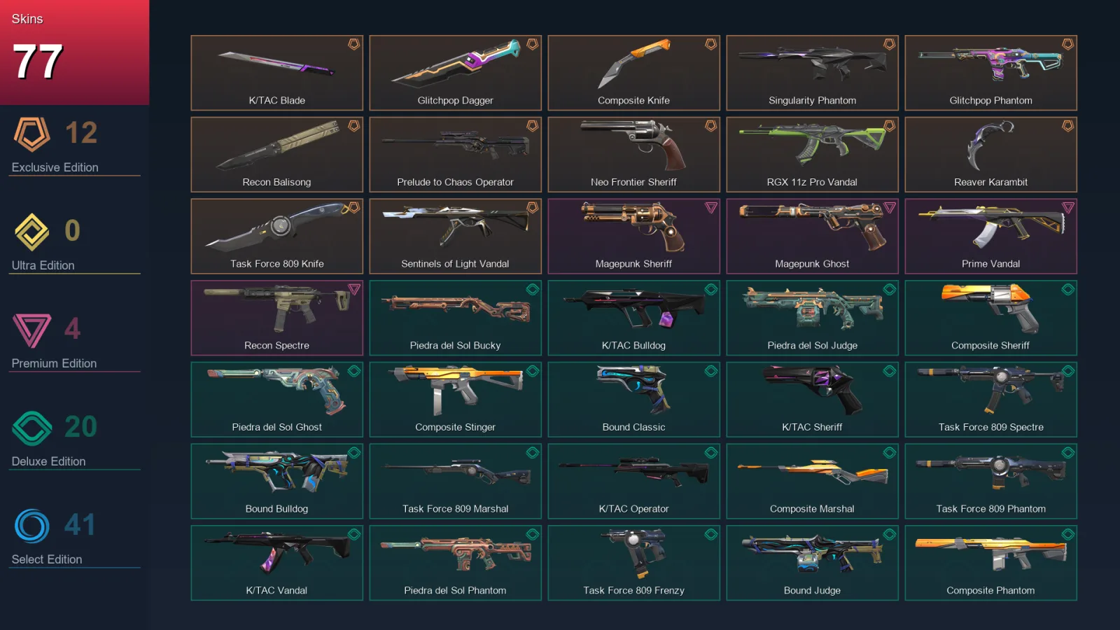 LA | Lv129 | Unranked | 77 Skin | 24 Agent | 78 Buddy