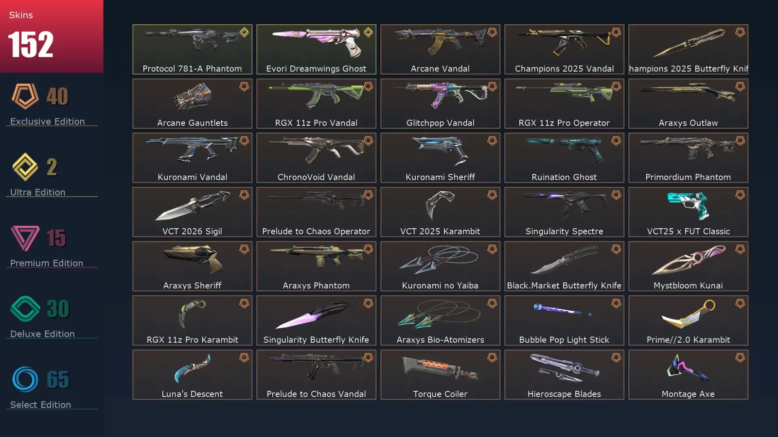 [Valorant] | EU | Level 196 | Platinum 2 | 29 Agents | 152 Skins — Valorant account