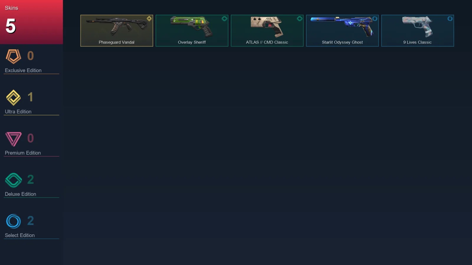 EU | Lv124 | Unranked | 5 Skin | 27 Agent | 42 Buddy — Overlay Sheriff
