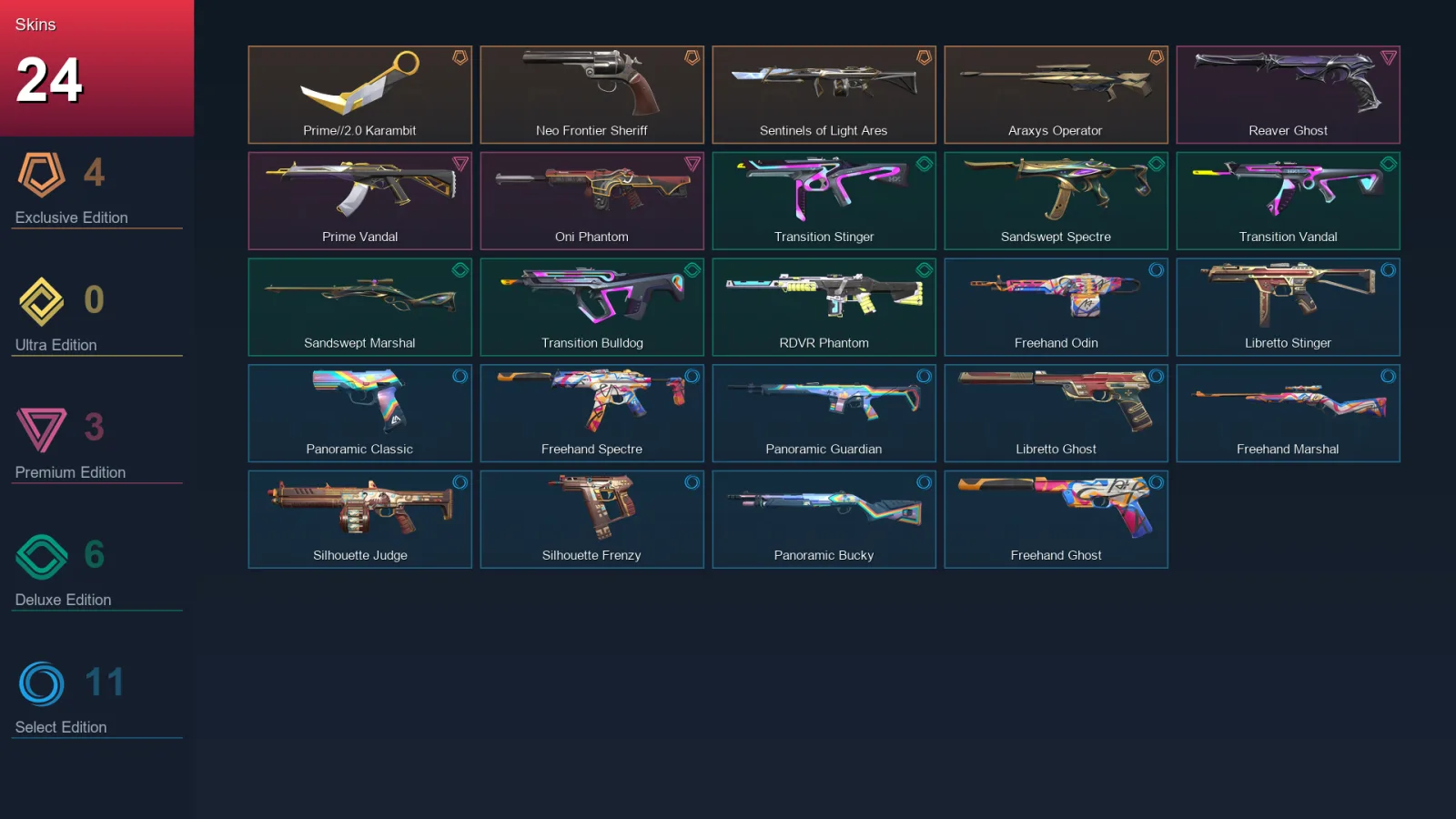 AP | Lv28 | Unranked | 24 Skin | 11 Agent | 13 Buddy