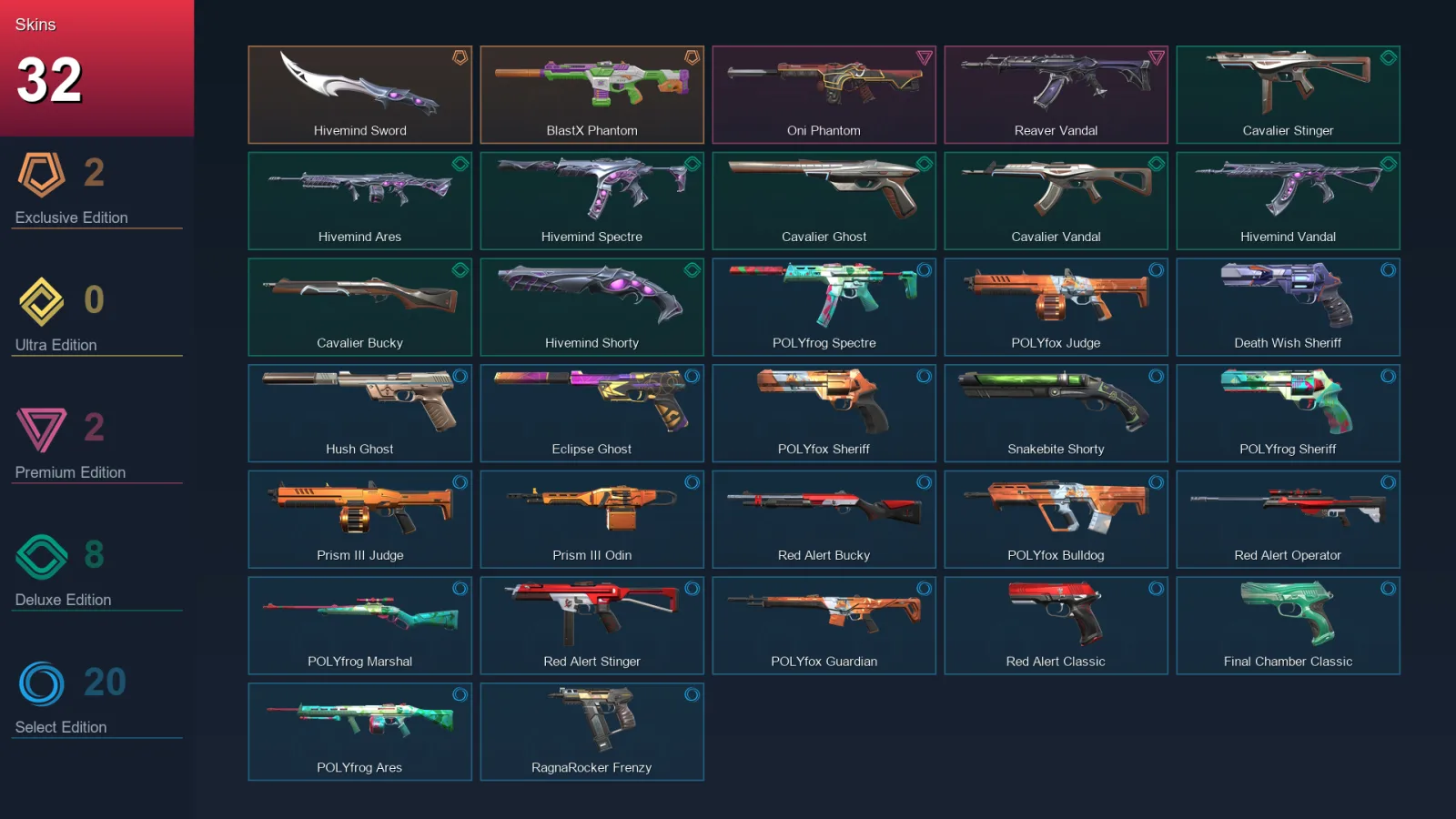 AP | Lv133 | Unranked | 32 Skin | 23 Agent | 72 Buddy