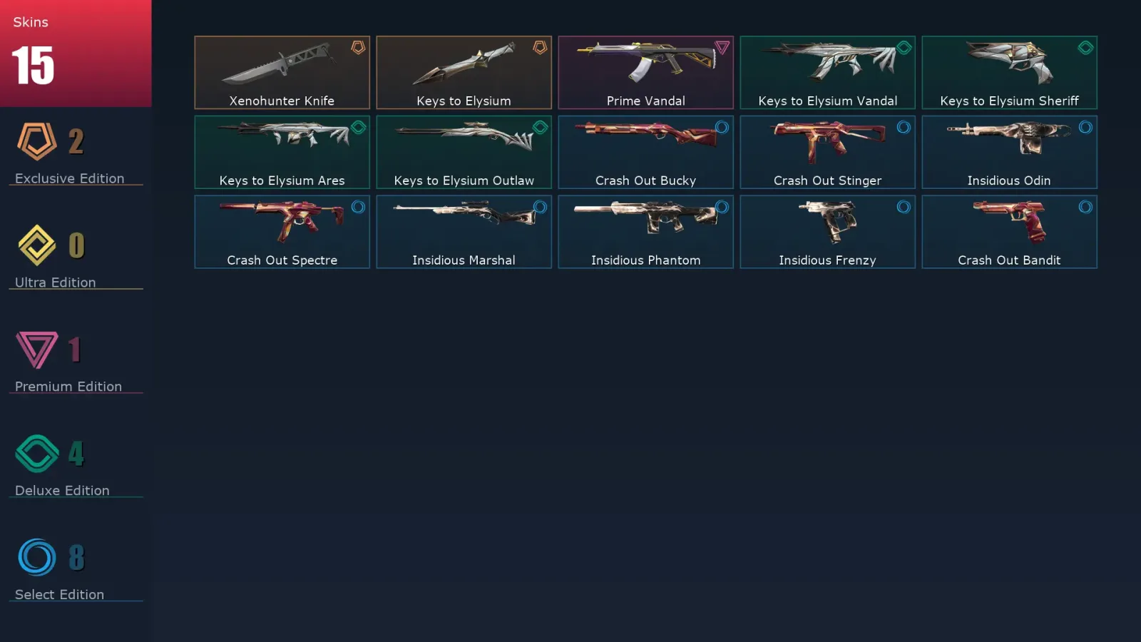 [Valorant] | EU | Level 33 | Bronze 2 | 10 Agents | 15 Skins