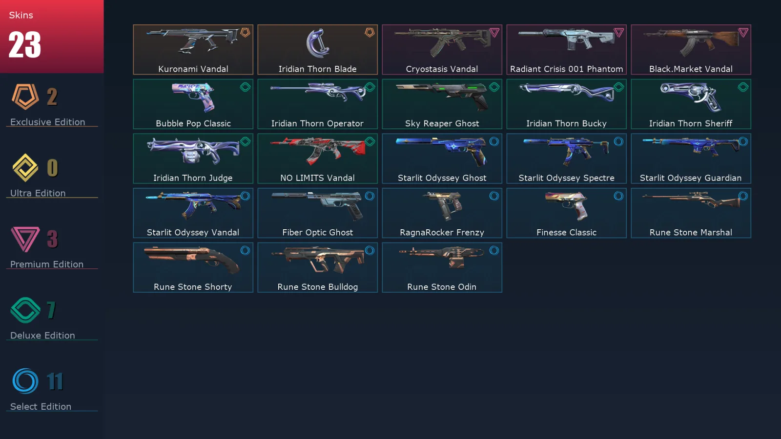 [Valorant] | EU | Level 142 | Silver 1 | 29 Agents | 23 Skins