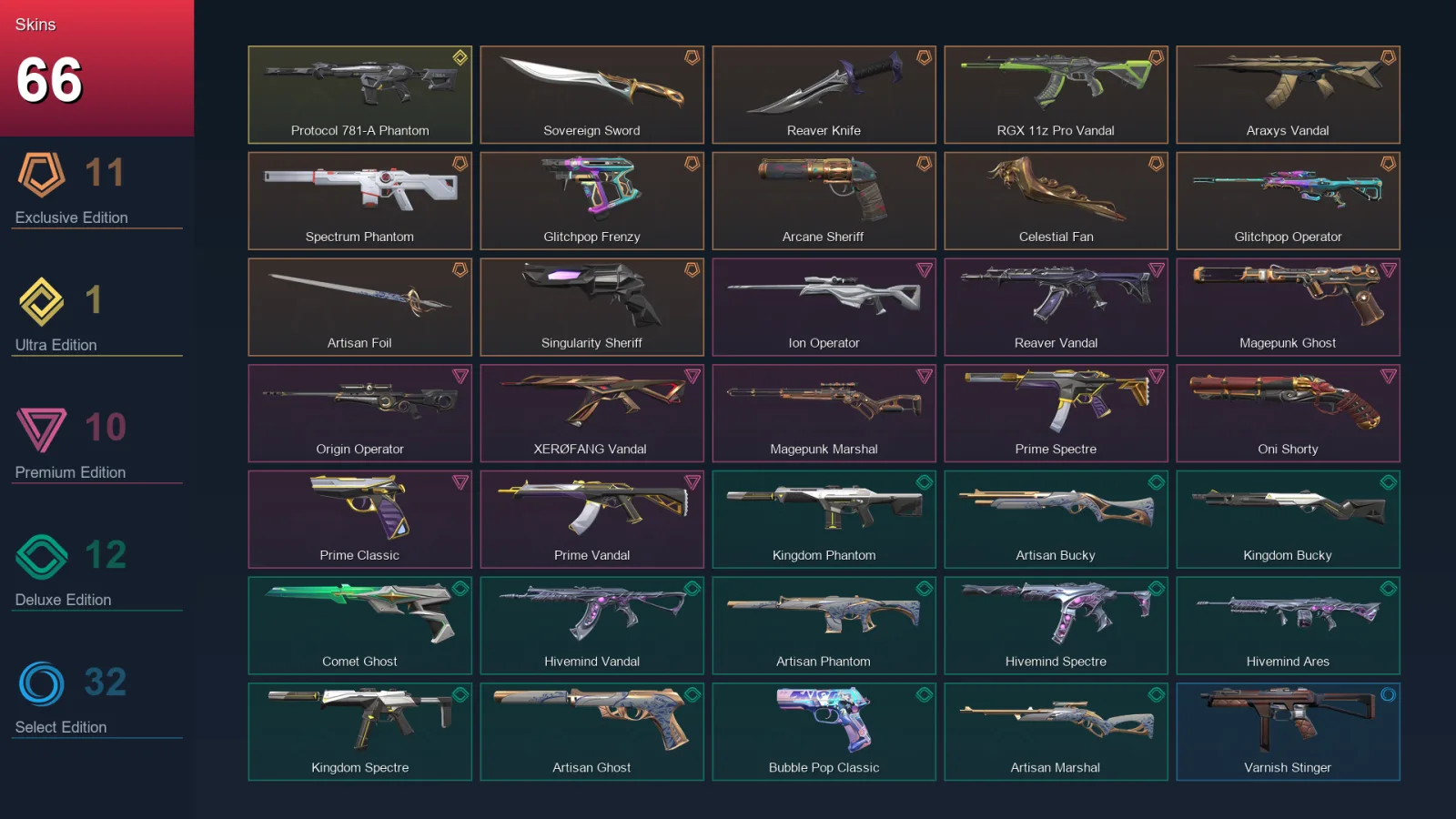 AP | Lv257 | Unranked | 66 Skin | 27 Agent | 119 Buddy
