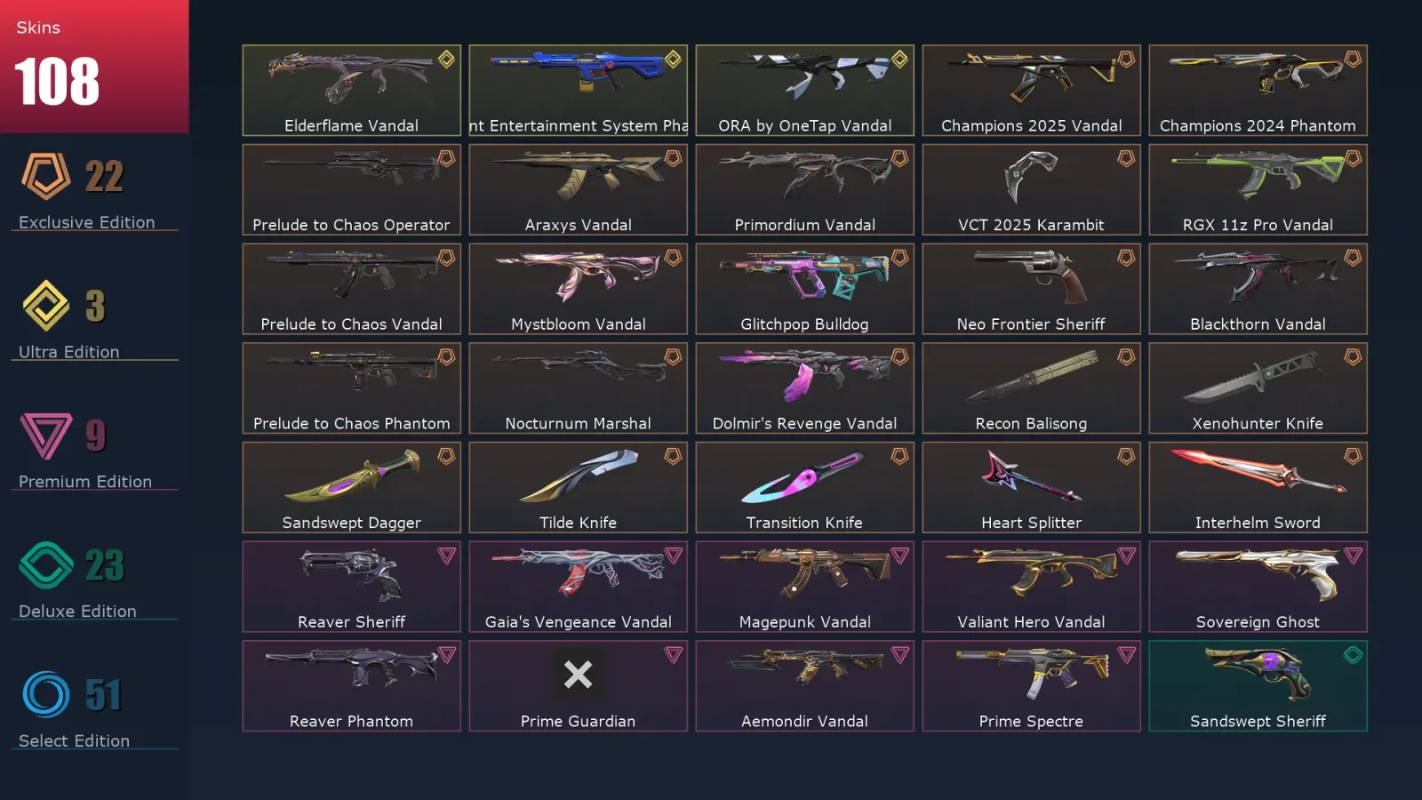 [Valorant] | EU | Level 293 | 29 Agents | 108 Skins — Valorant account