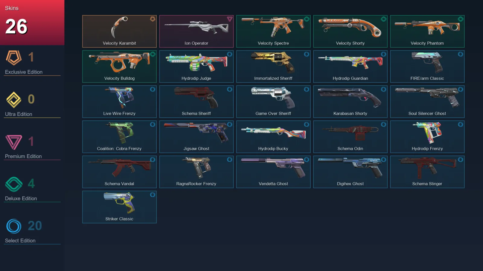 AP | Lv197 | Unranked | 26 Skin | 23 Agent | 74 Buddy — Valorant account