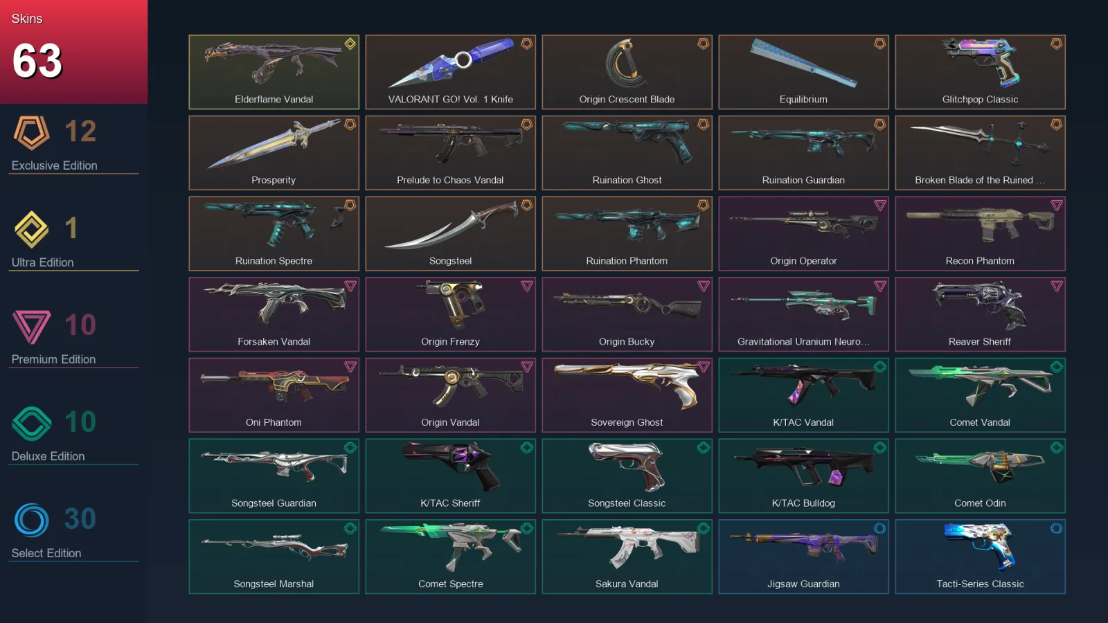 BR | Lv167 | Unranked | 63 Skin | 27 Agent | 89 Buddy — Valorant account