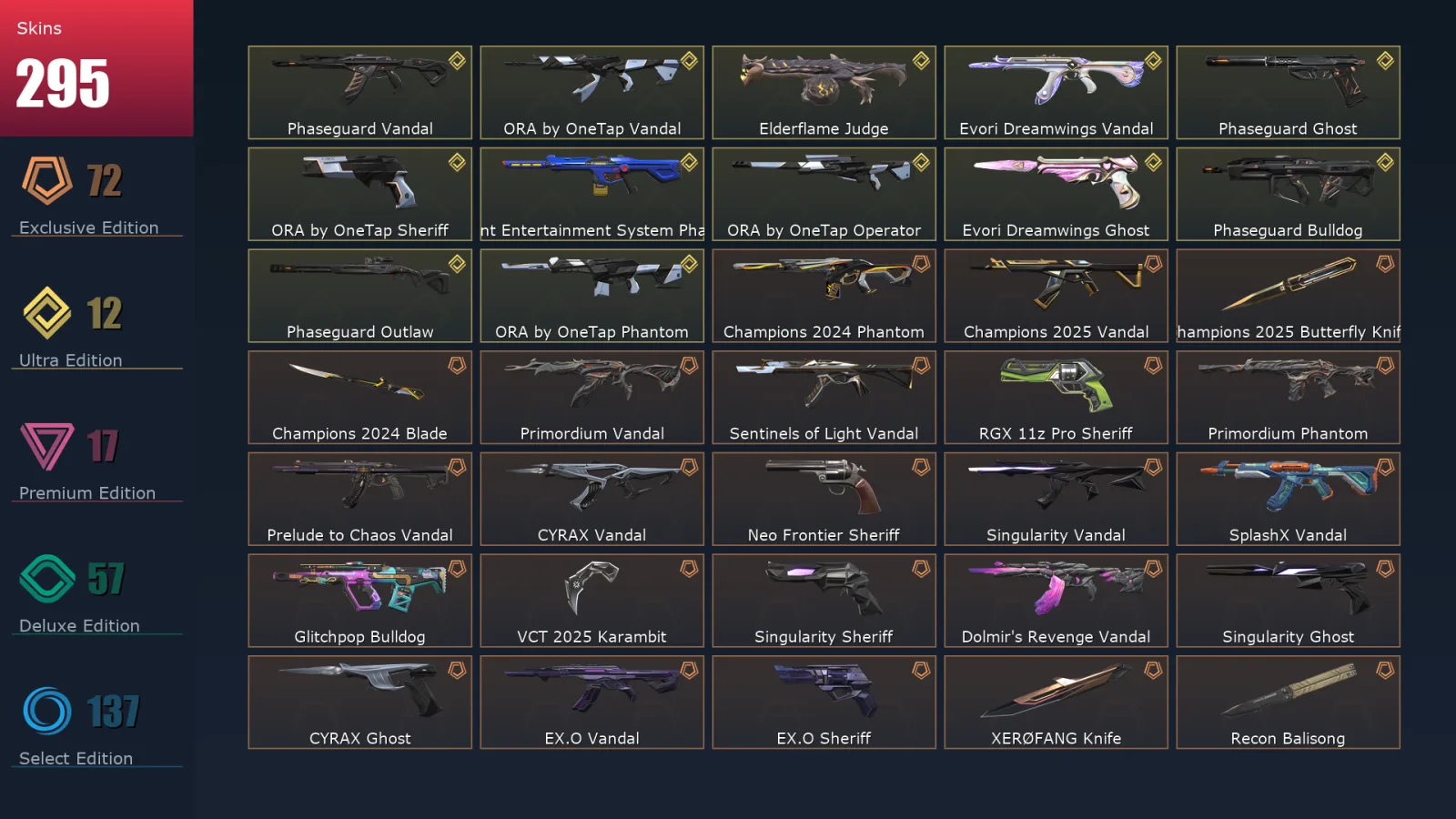 [Valorant] | EU | Level 500 | Ascendant 1 | 29 Agents | 295 Skins