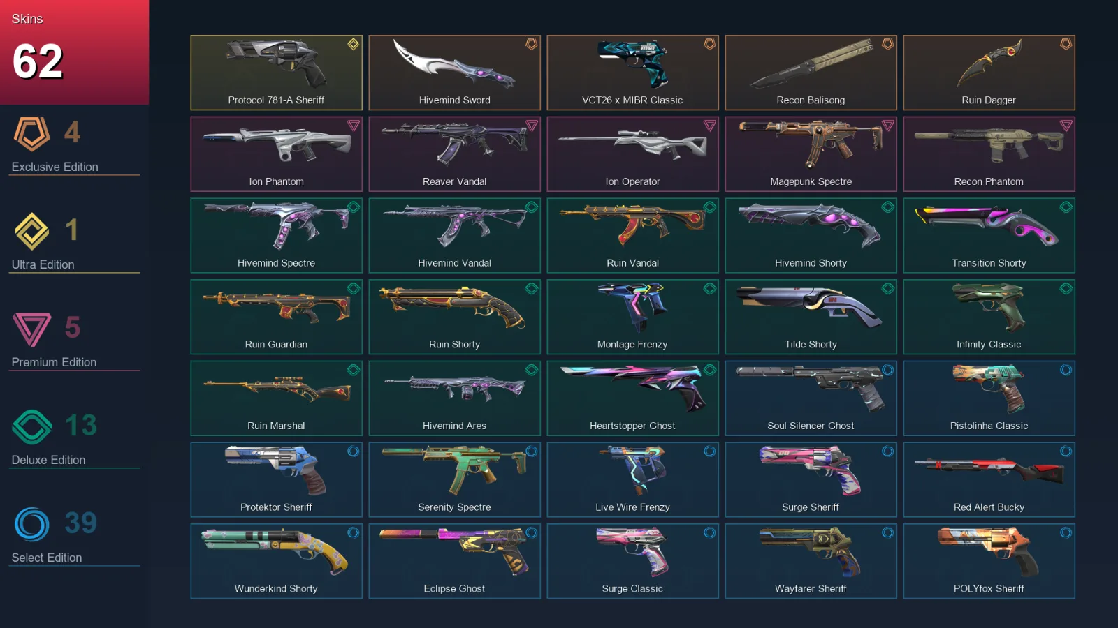 EU | Lv381 | Unranked | 62 Skin | 29 Agent | 153 Buddy — Valorant account