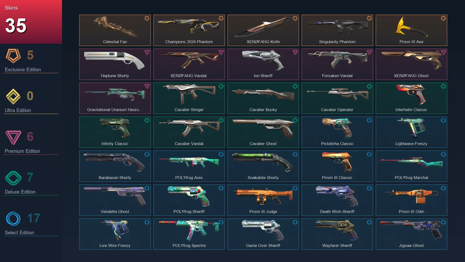 AP | Lv186 | Unranked | 35 Skin | 28 Agent | 91 Buddy