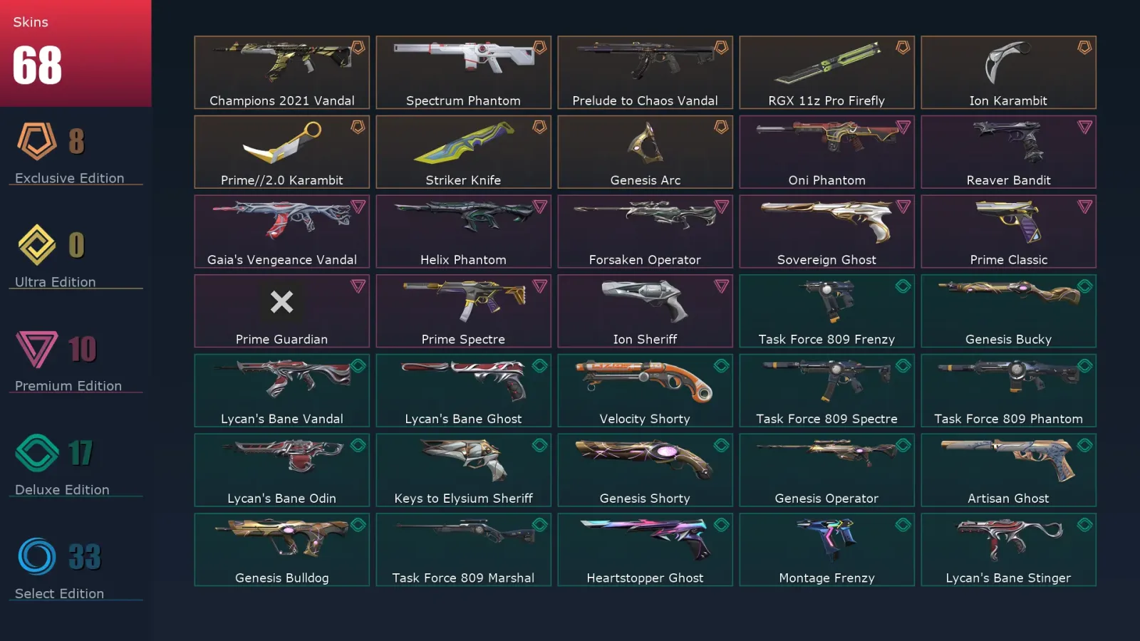 [Valorant] | EU | Level 213 | Ascendant 3 | 29 Agents | 68 Skins — Valorant account