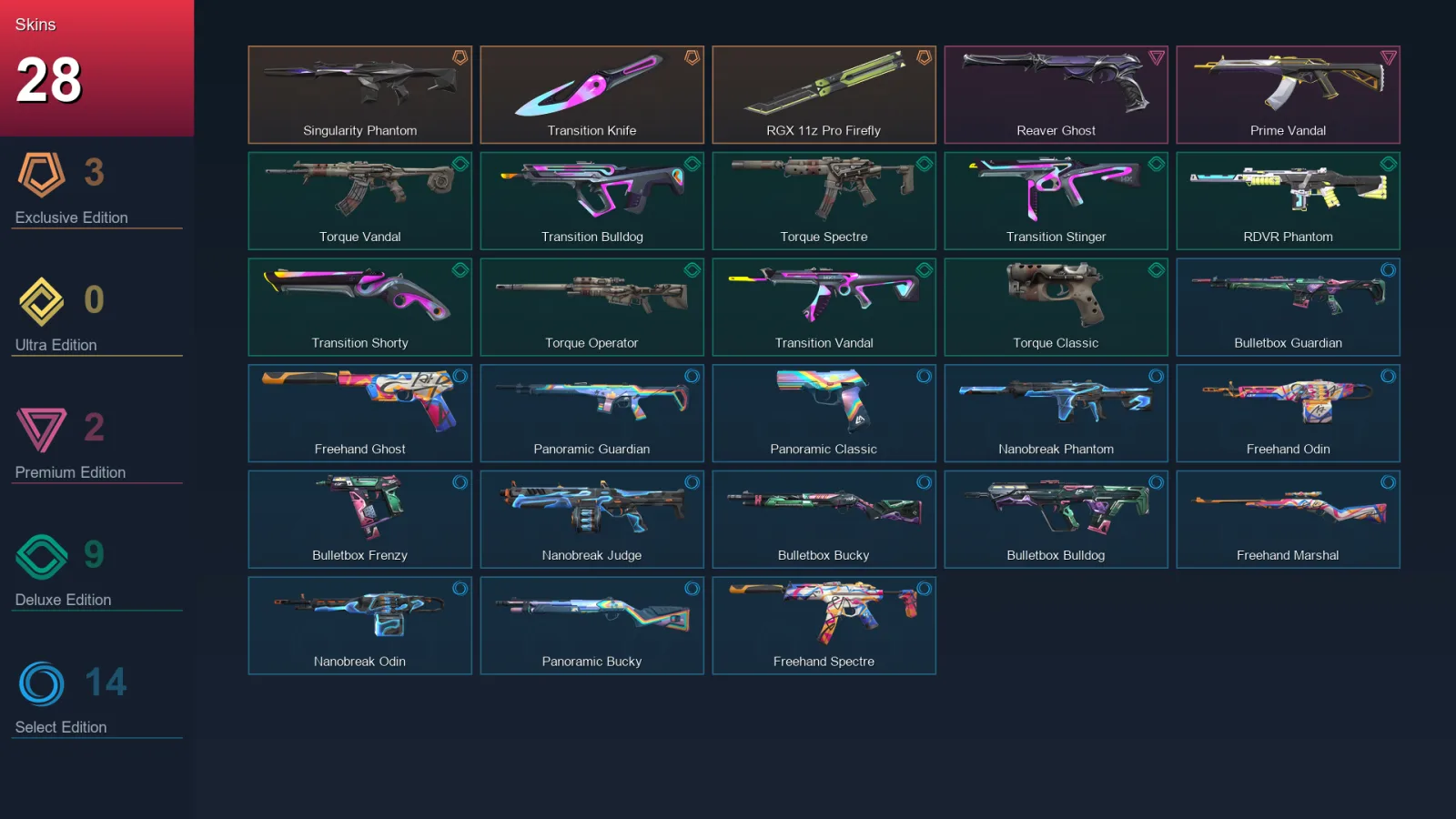 AP | Lv72 | Unranked | 28 Skin | 23 Agent | 36 Buddy