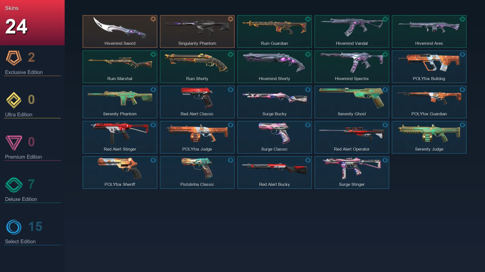 AP | Lv1 | Unranked | 24 Skin | 13 Agent | 22 Buddy — Valorant account