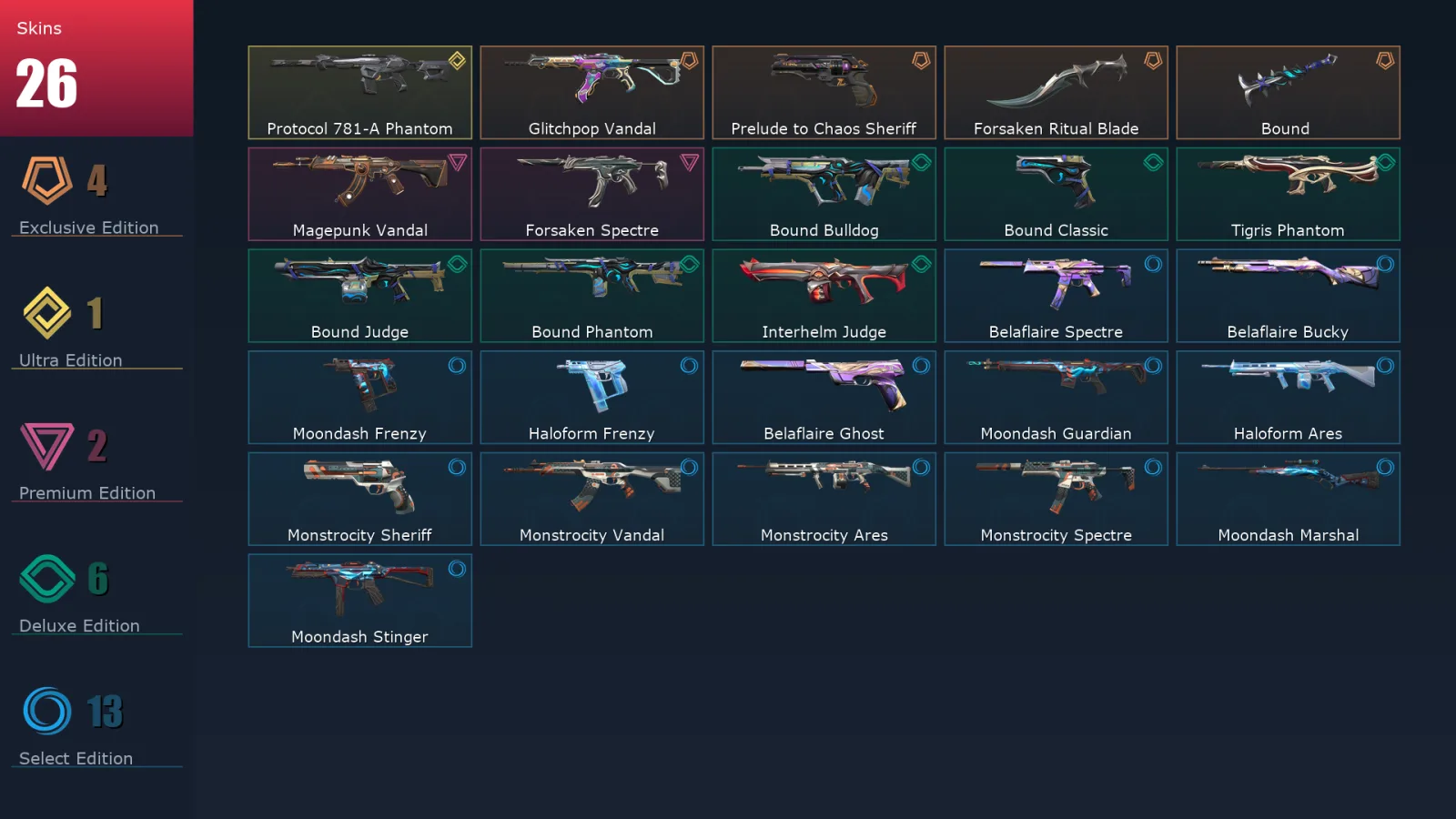 [Valorant] | EU | Level 78 | Gold 3 | 25 Agents | 26 Skins