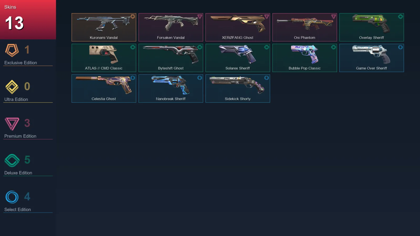 AP | Lv187 | Unranked | 13 Skin | 28 Agent | 66 Buddy