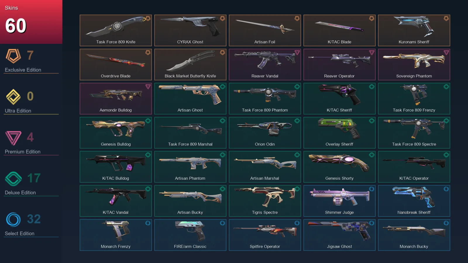 AP | Lv164 | Unranked | 60 Skin | 28 Agent | 77 Buddy