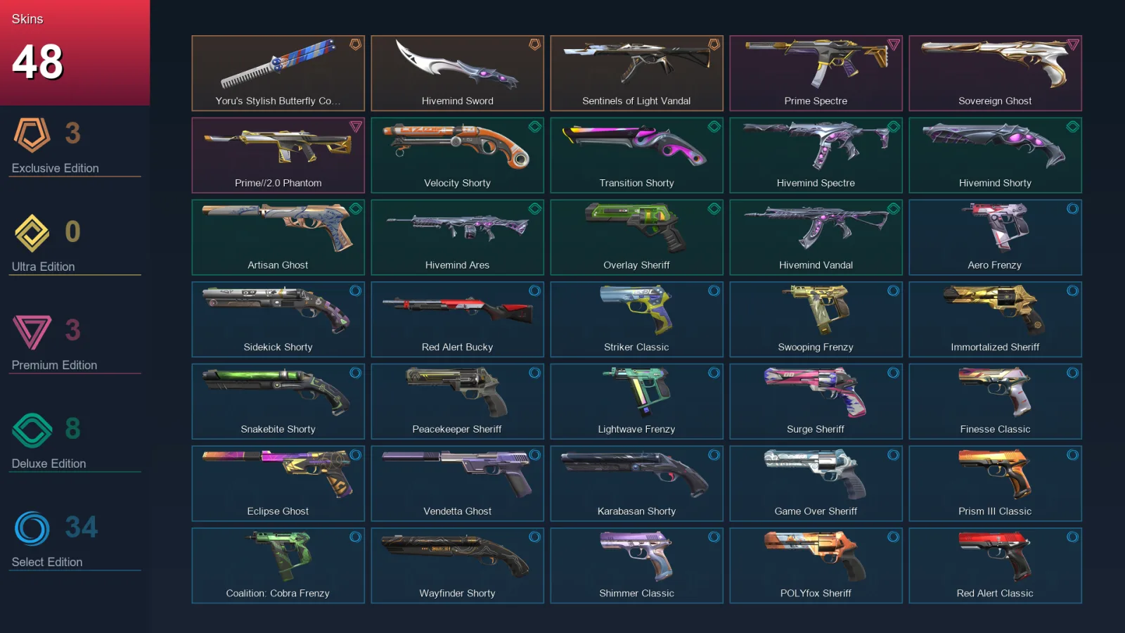 EU | Lv348 | Unranked | 48 Skin | 27 Agent | 147 Buddy — Valorant account