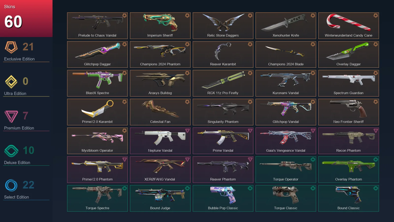 EU | Lv130 | Unranked | 60 Skin | 25 Agent | 77 Buddy — Frequency Operator