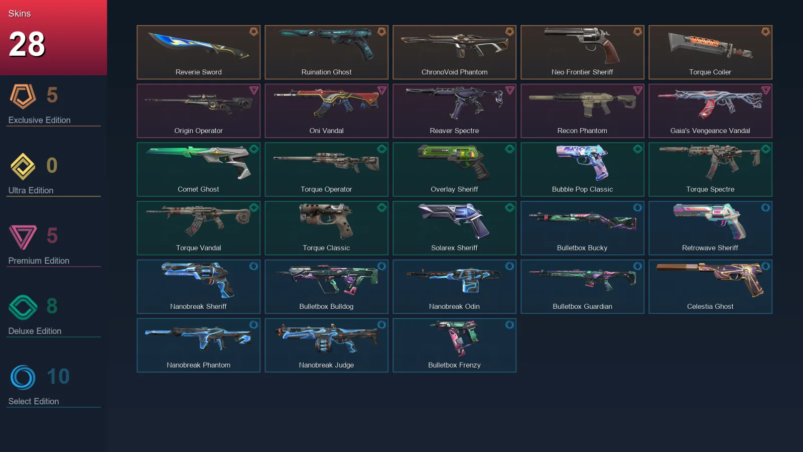 EU | Lv125 | Unranked | 28 Skin | 28 Agent | 66 Buddy