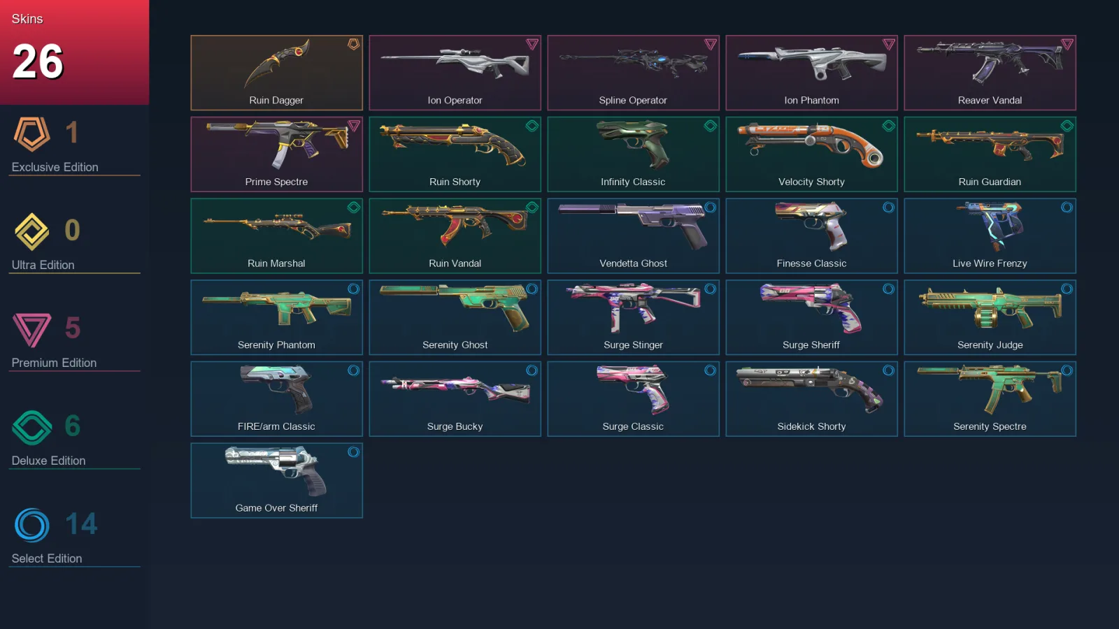 AP | Lv186 | Unranked | 26 Skin | 28 Agent | 100 Buddy