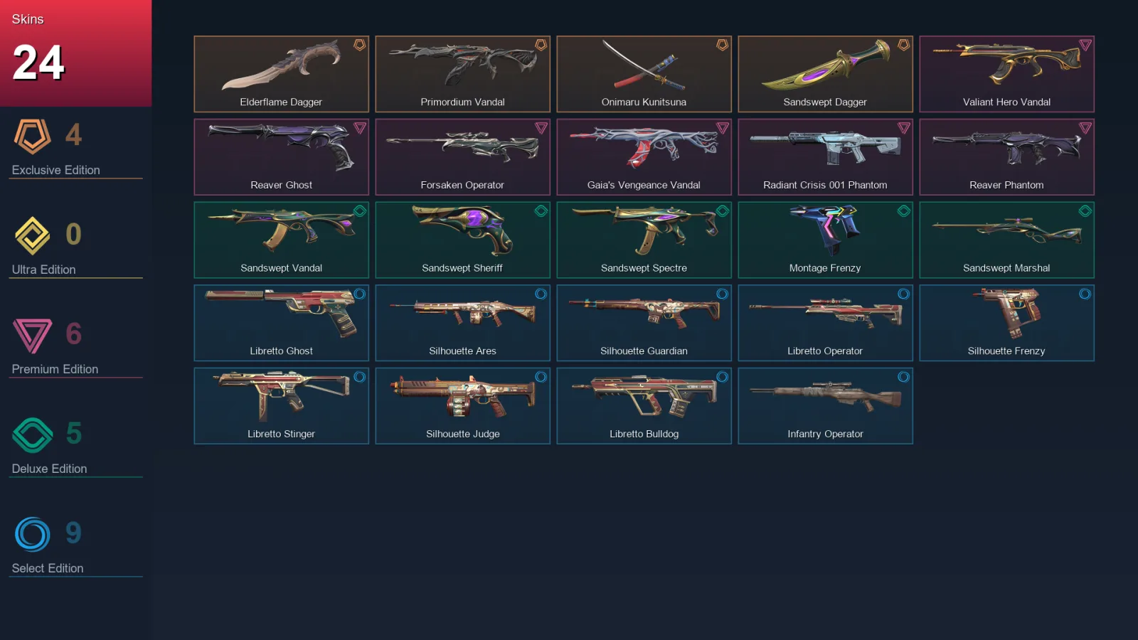 AP | Lv108 | Unranked | 24 Skin | 29 Agent | 58 Buddy