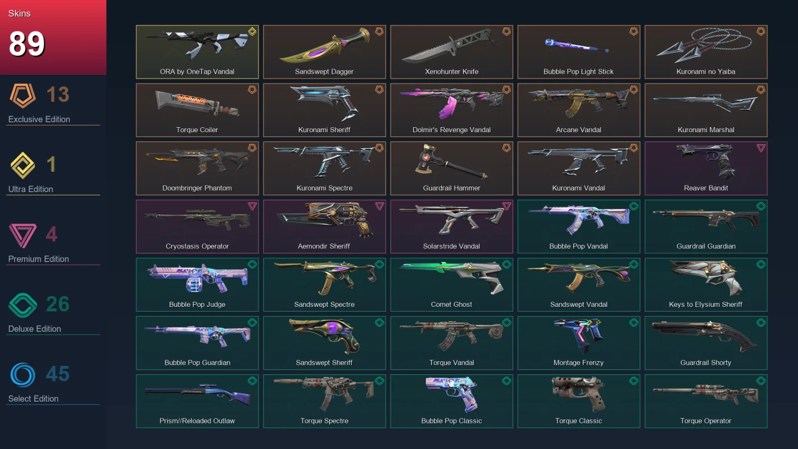 EU | Lv322 | Unranked | 89 Skin | 29 Agent | 115 Buddy