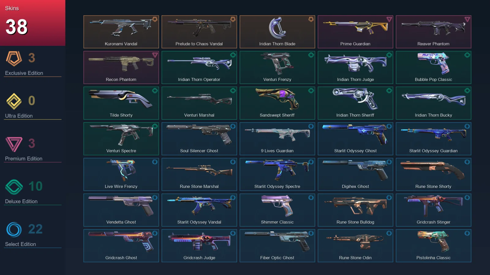 AP | Lv232 | Unranked | 38 Skin | 29 Agent | 97 Buddy