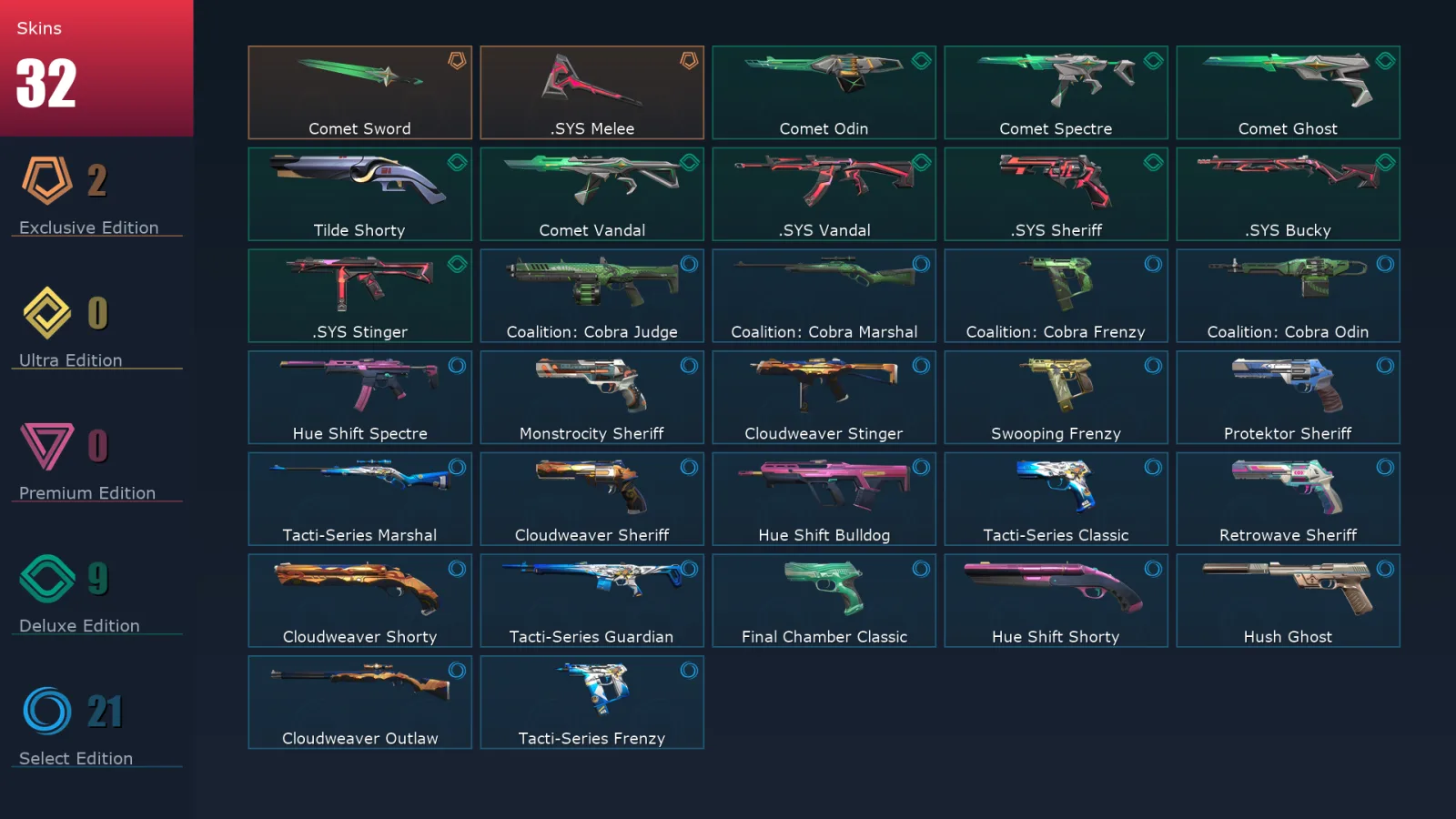 [Valorant] | EU | Level 190 | 29 Agents | 32 Skins