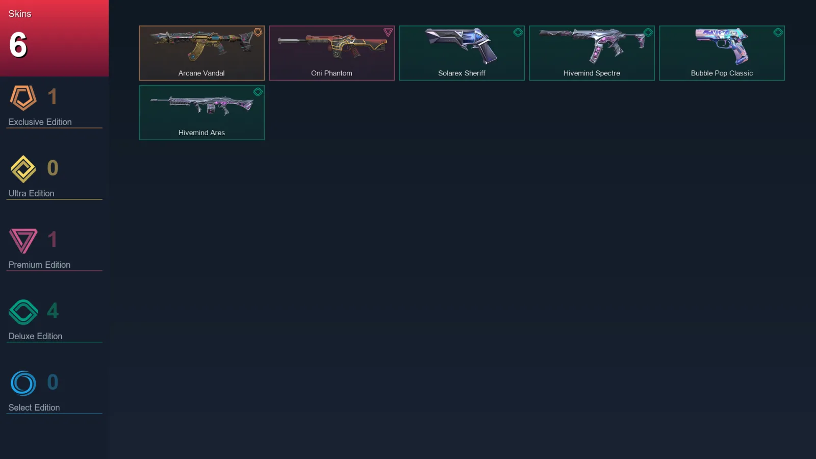EU | Arcane Vandal | Oni Phantom | Solarex Sheriff | Hivemind Spectre | 6 Skin | 23 Agent | 42 Buddy | Lv75