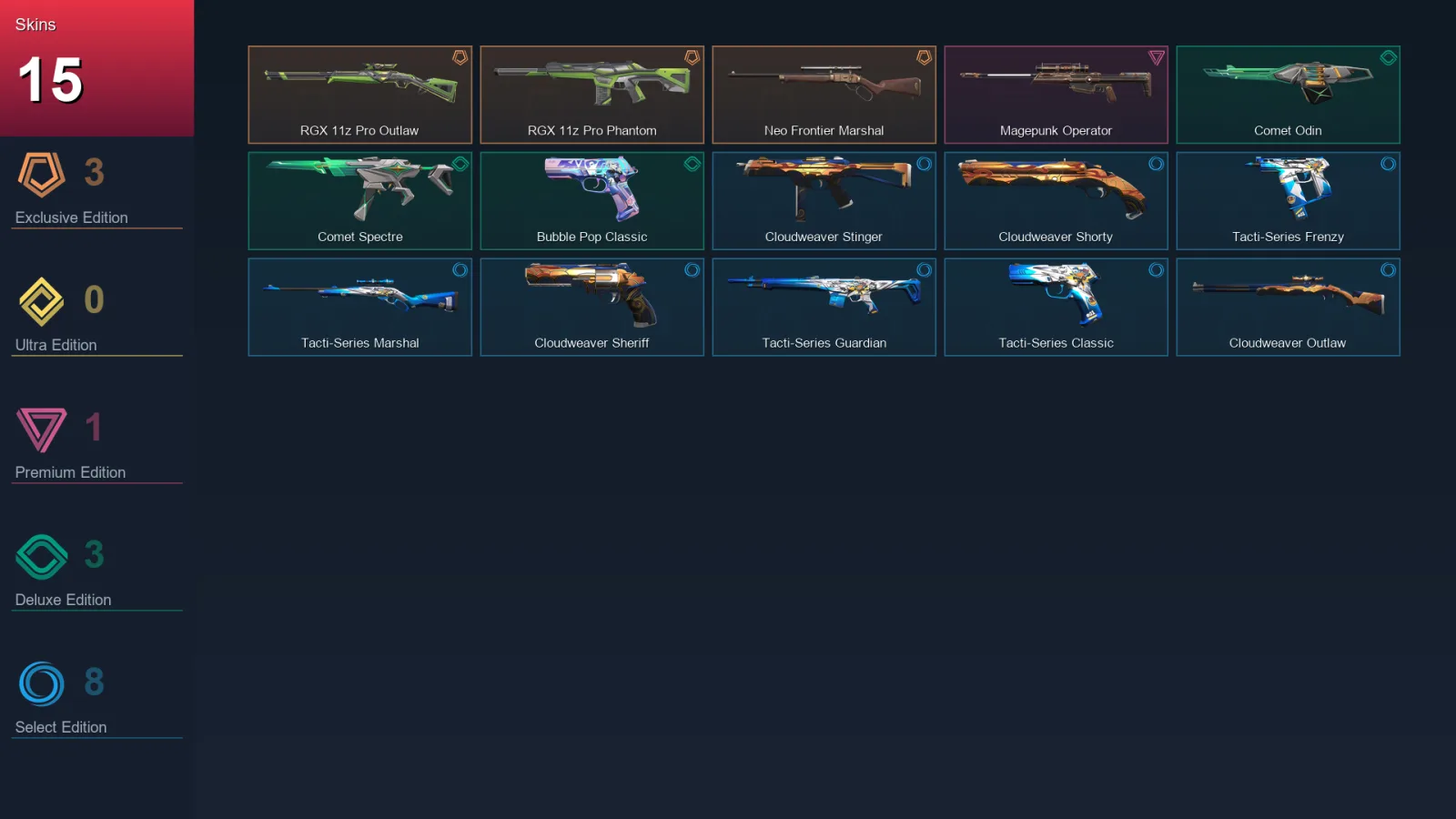 EU | Lv51 | Unranked | 15 Skin | 18 Agent | 22 Buddy
