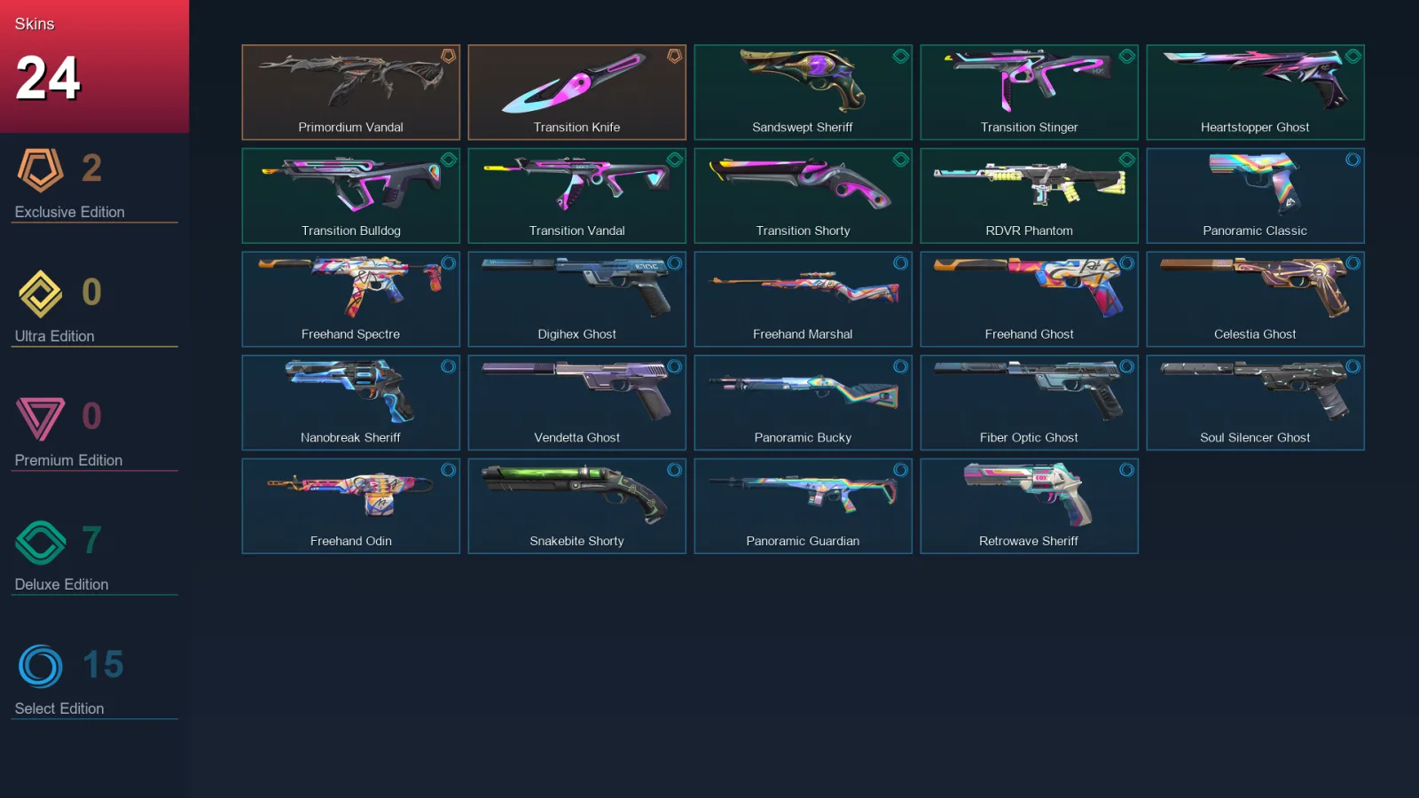 AP | Lv265 | Unranked | 24 Skin | 28 Agent | 69 Buddy — Valorant account